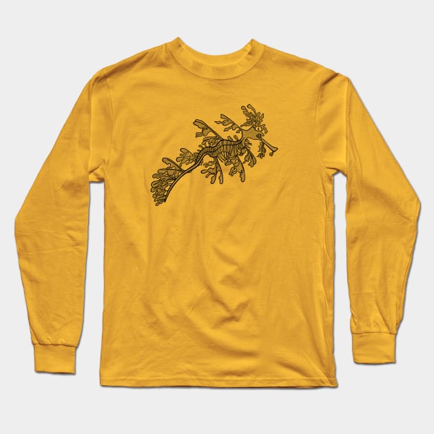 Leafy Seadragon - hand drawn detailed sea animal design Long Sleeve T-Shirt by Green Paladin